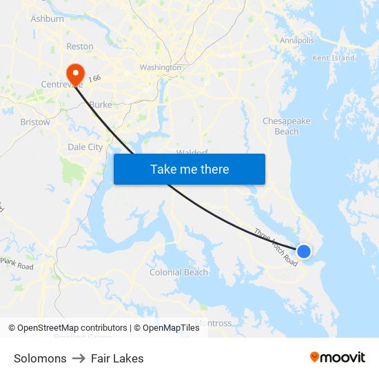 Solomons to Fair Lakes map