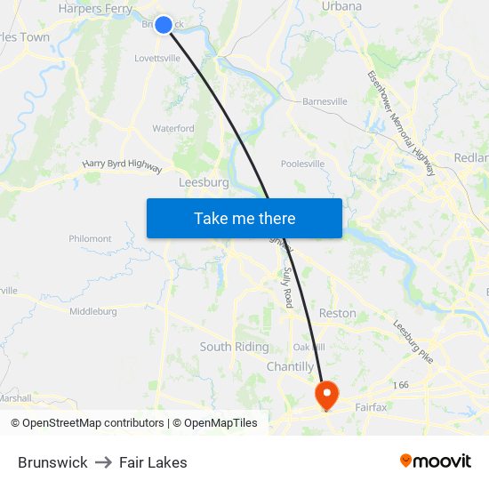 Brunswick to Fair Lakes map