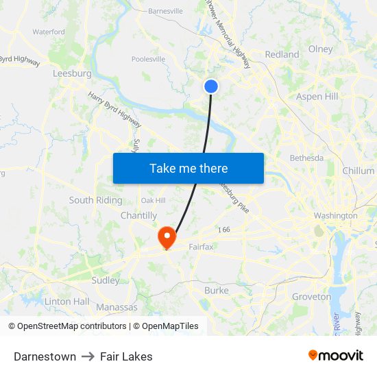 Darnestown to Fair Lakes map