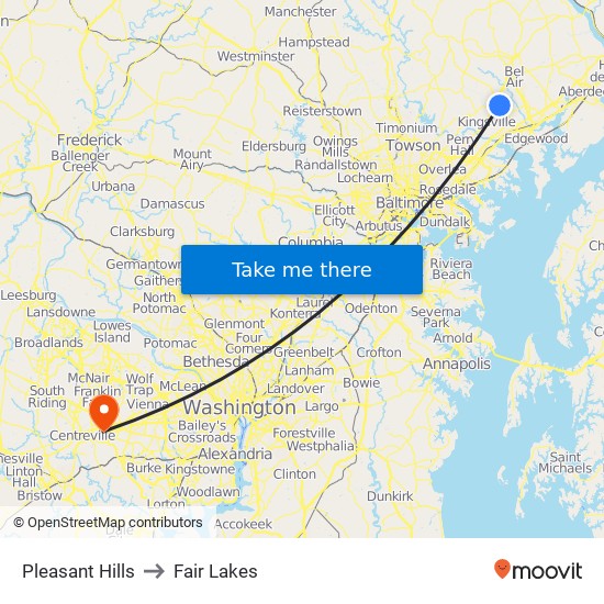 Pleasant Hills to Fair Lakes map