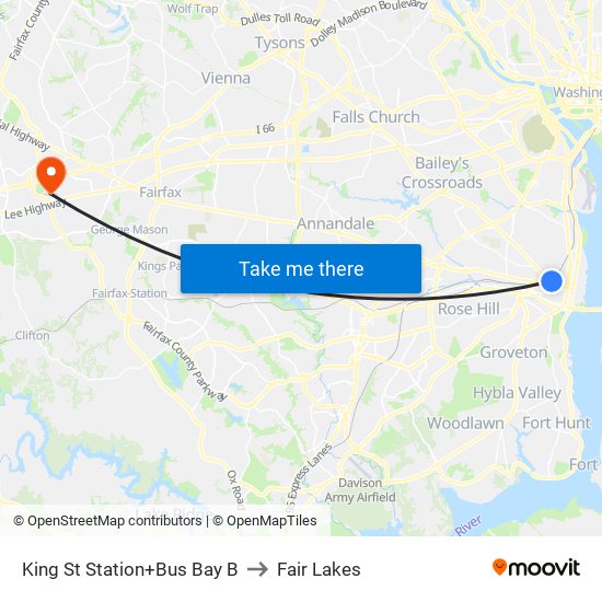 King Street-Old Town+Bay B to Fair Lakes map