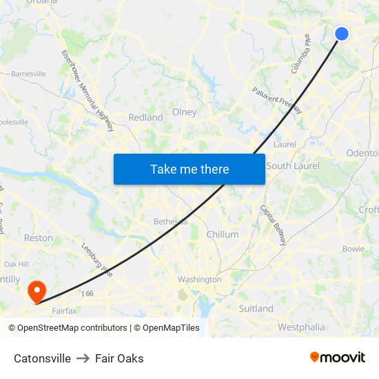 Catonsville to Fair Oaks map