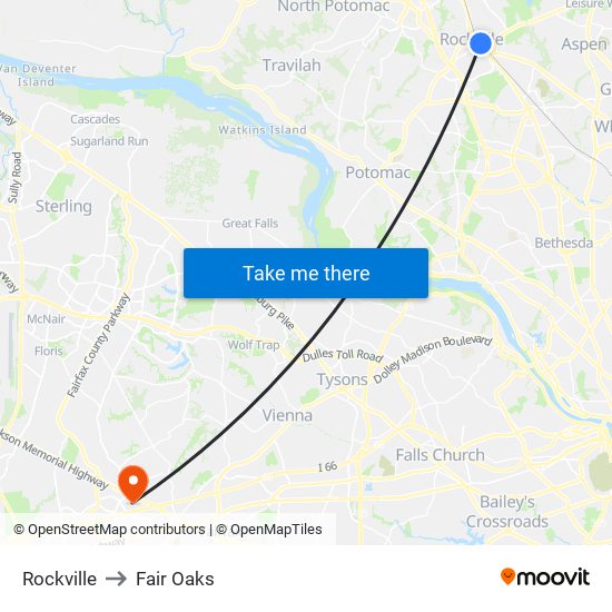 Rockville to Fair Oaks map