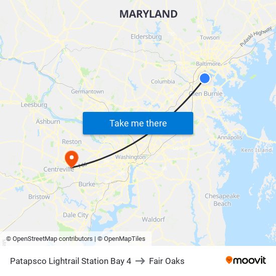 Patapsco Lightrail Station Bay 4 to Fair Oaks map