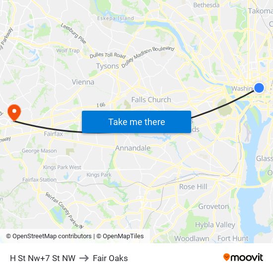H St Nw+7 St NW to Fair Oaks map