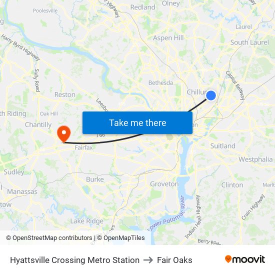 Hyattsville Crossing Metro Station to Fair Oaks map