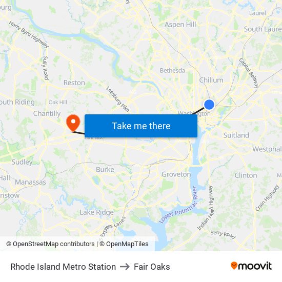 Rhode Island Metro Station to Fair Oaks map