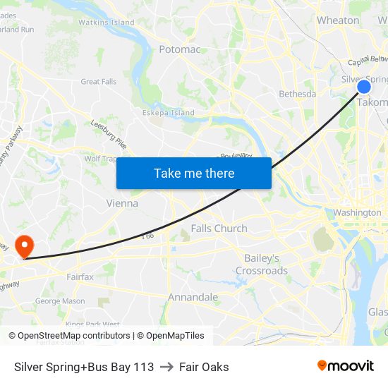 Silver Spring+Bay 113 to Fair Oaks map