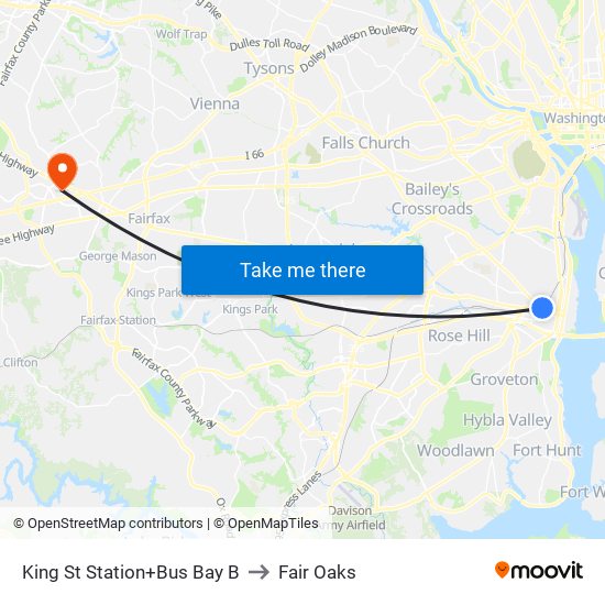 King Street-Old Town+Bay B to Fair Oaks map