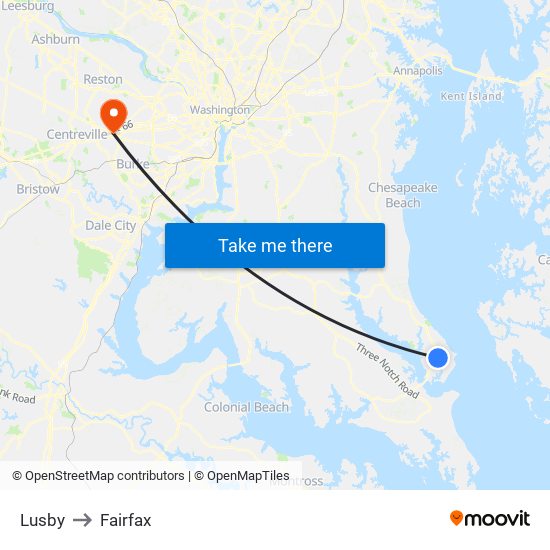 Lusby to Fairfax map
