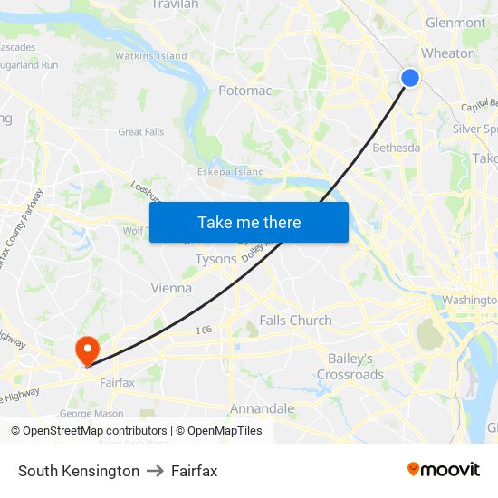 South Kensington to Fairfax map