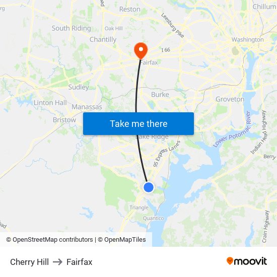 Cherry Hill to Fairfax map