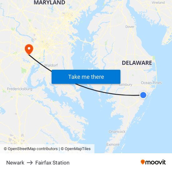 Newark to Fairfax Station map