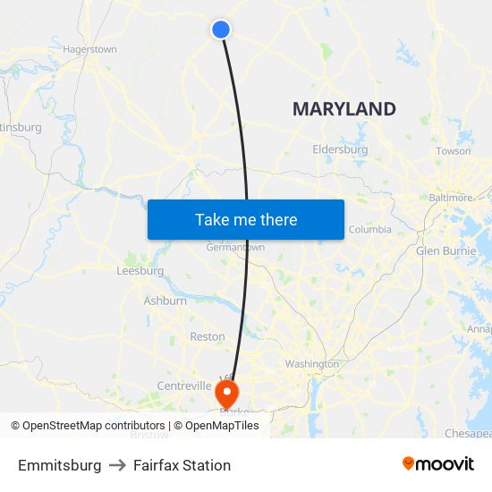 Emmitsburg to Fairfax Station map