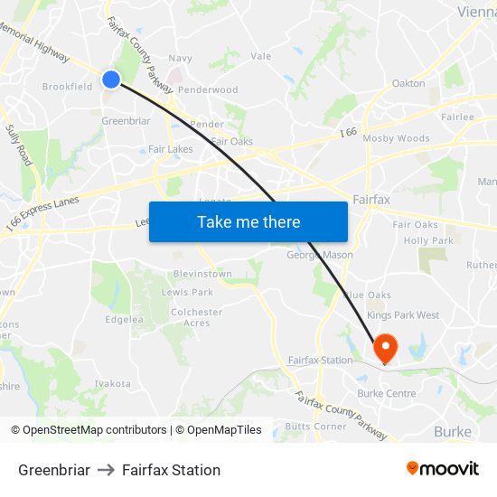 Greenbriar to Fairfax Station map