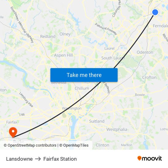 Lansdowne to Fairfax Station map