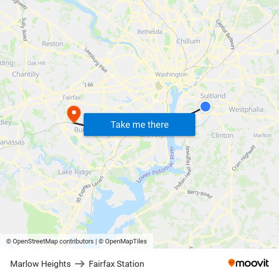 Marlow Heights to Fairfax Station map