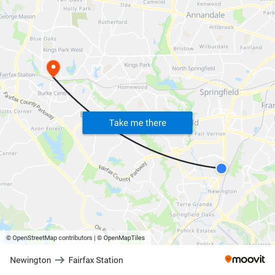 Newington to Fairfax Station map