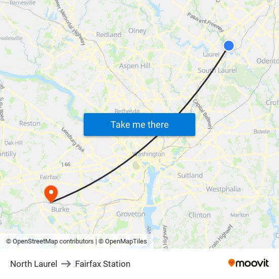 North Laurel to Fairfax Station map