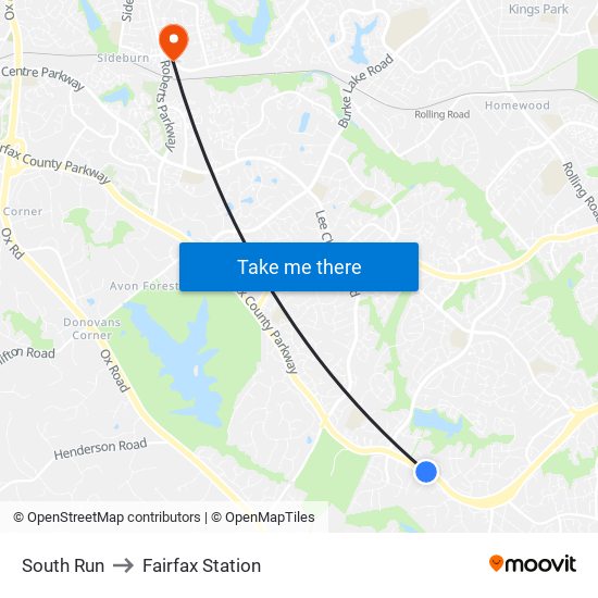 South Run to Fairfax Station map