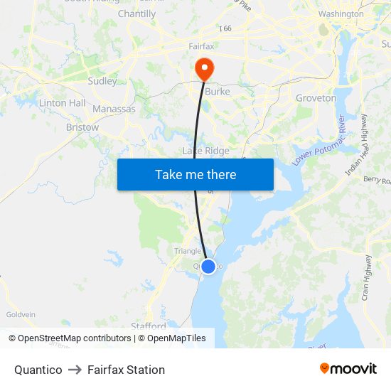 Quantico to Fairfax Station map
