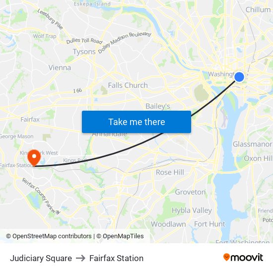 Judiciary Square to Fairfax Station map