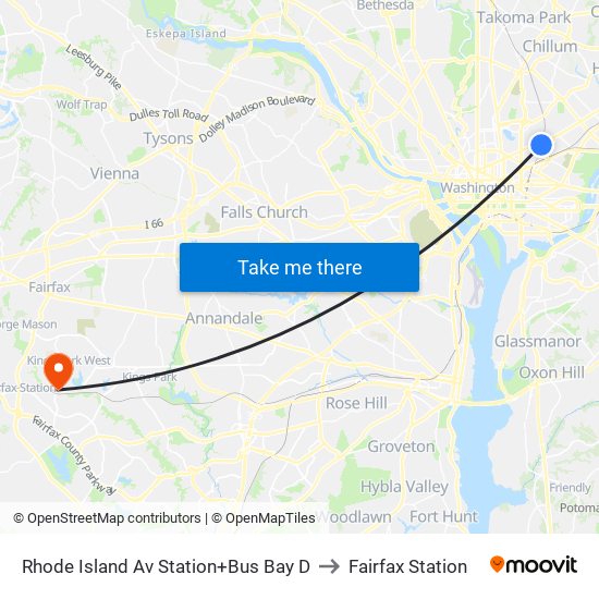 Rhode Island Ave-Brentwood+Bay D to Fairfax Station map