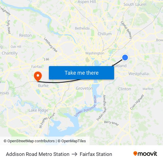 Addison Road Metro Station to Fairfax Station map