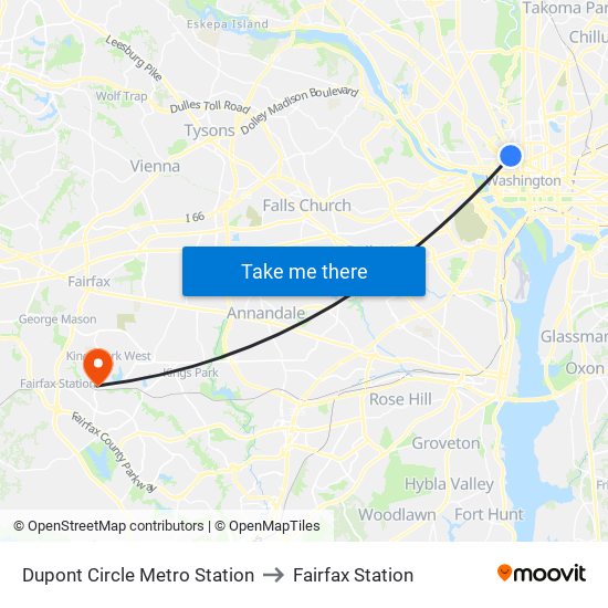 Dupont Circle Metro Station to Fairfax Station map