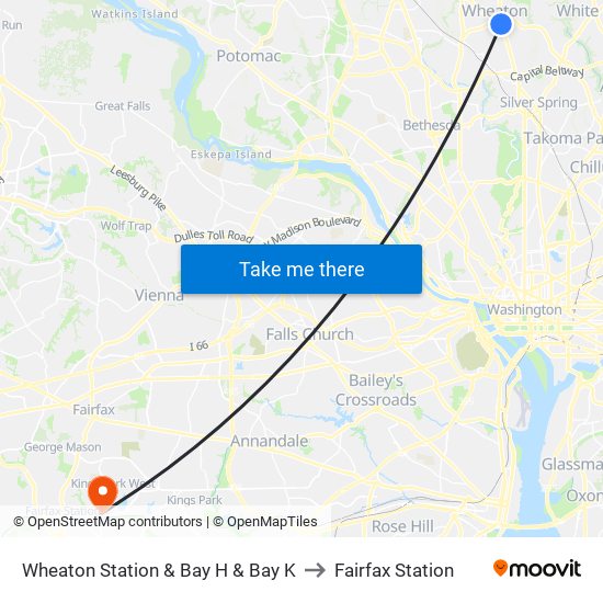 Wheaton Station  & Bay H & Bay K to Fairfax Station map