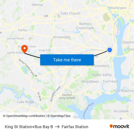 King Street-Old Town+Bay B to Fairfax Station map