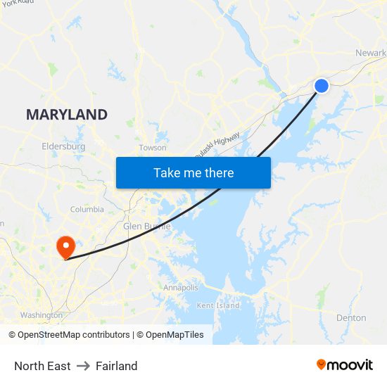 North East to Fairland map