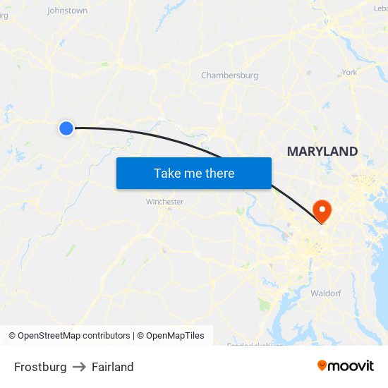 Frostburg to Fairland map