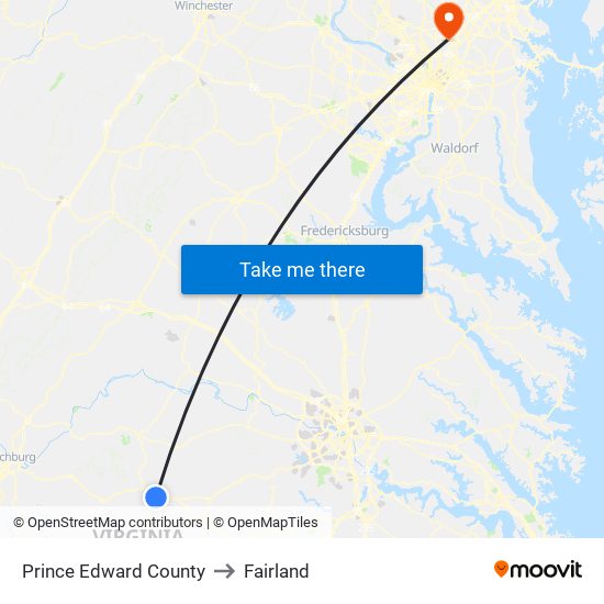 Prince Edward County to Fairland map