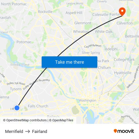 Merrifield to Fairland map