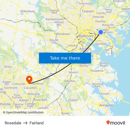 Rosedale to Fairland map