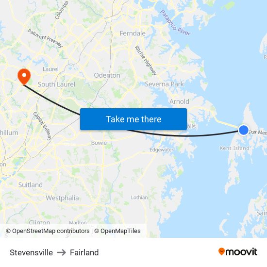 Stevensville to Fairland map