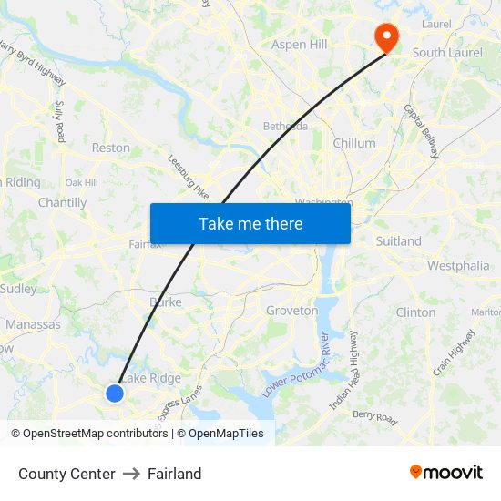 County Center to Fairland map