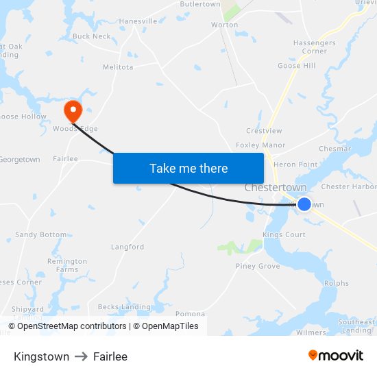 Kingstown to Fairlee map