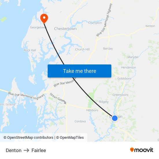 Denton to Fairlee map