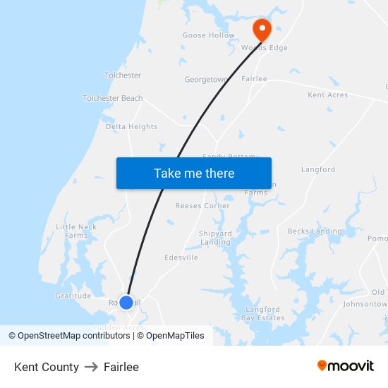 Kent County to Fairlee map