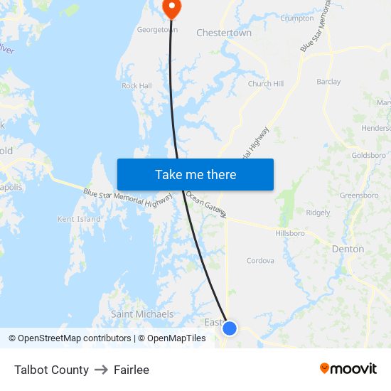 Talbot County to Fairlee map