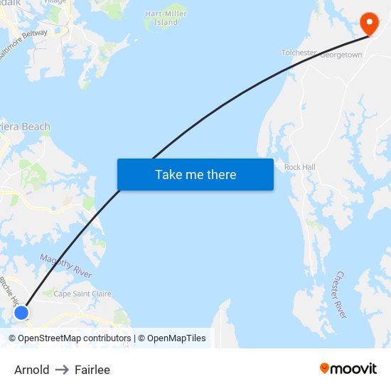 Arnold to Fairlee map