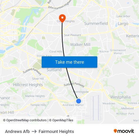 Andrews Afb to Fairmount Heights map