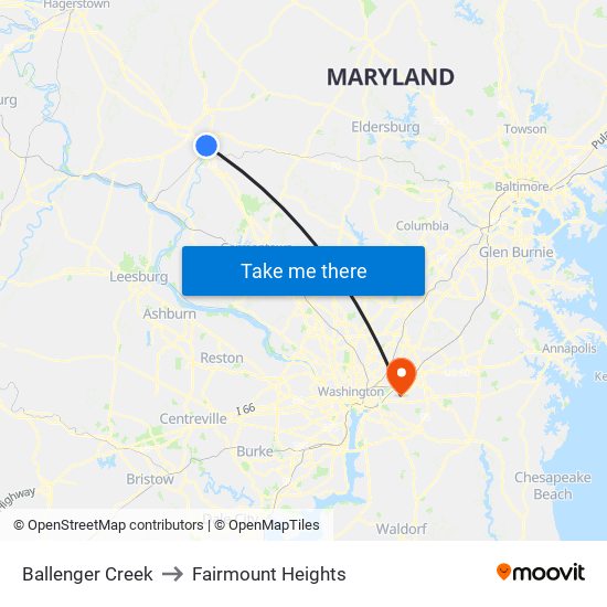 Ballenger Creek to Fairmount Heights map