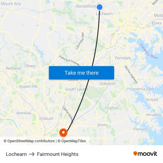 Lochearn to Fairmount Heights map