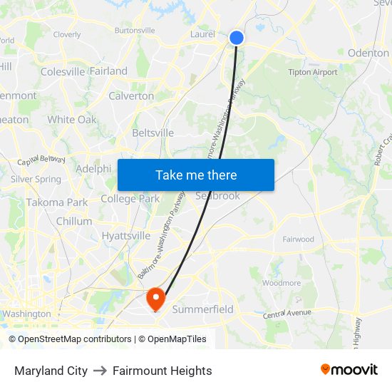 Maryland City to Fairmount Heights map