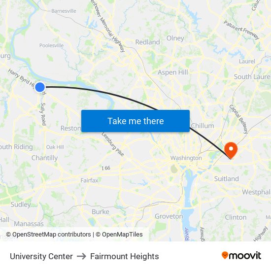 University Center to Fairmount Heights map