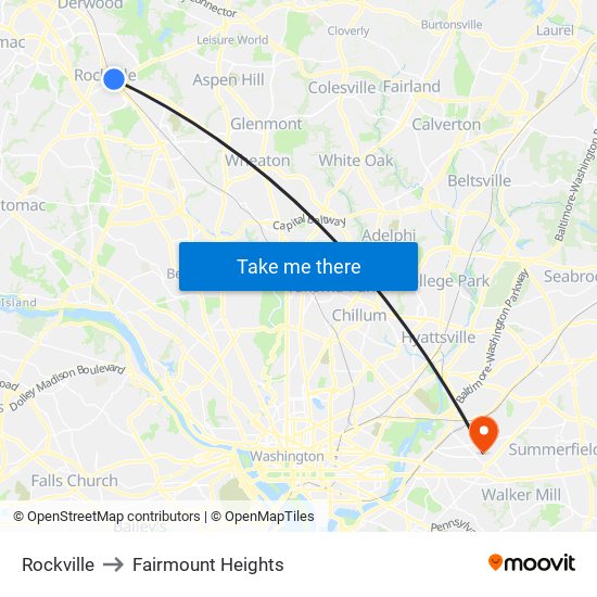 Rockville to Fairmount Heights map