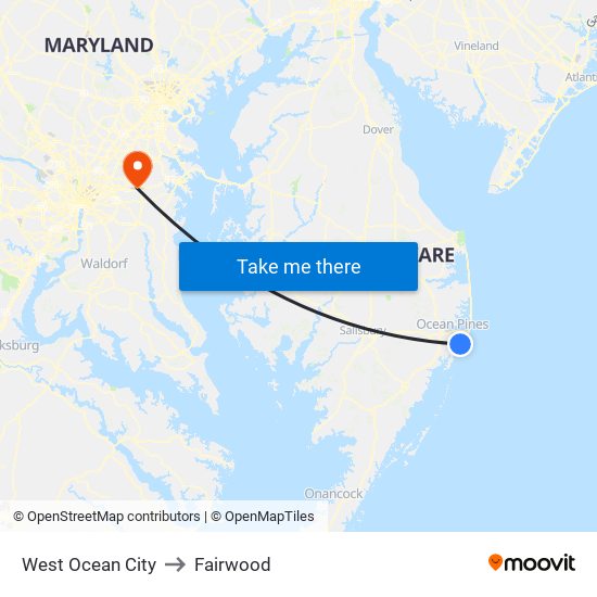 West Ocean City to Fairwood map